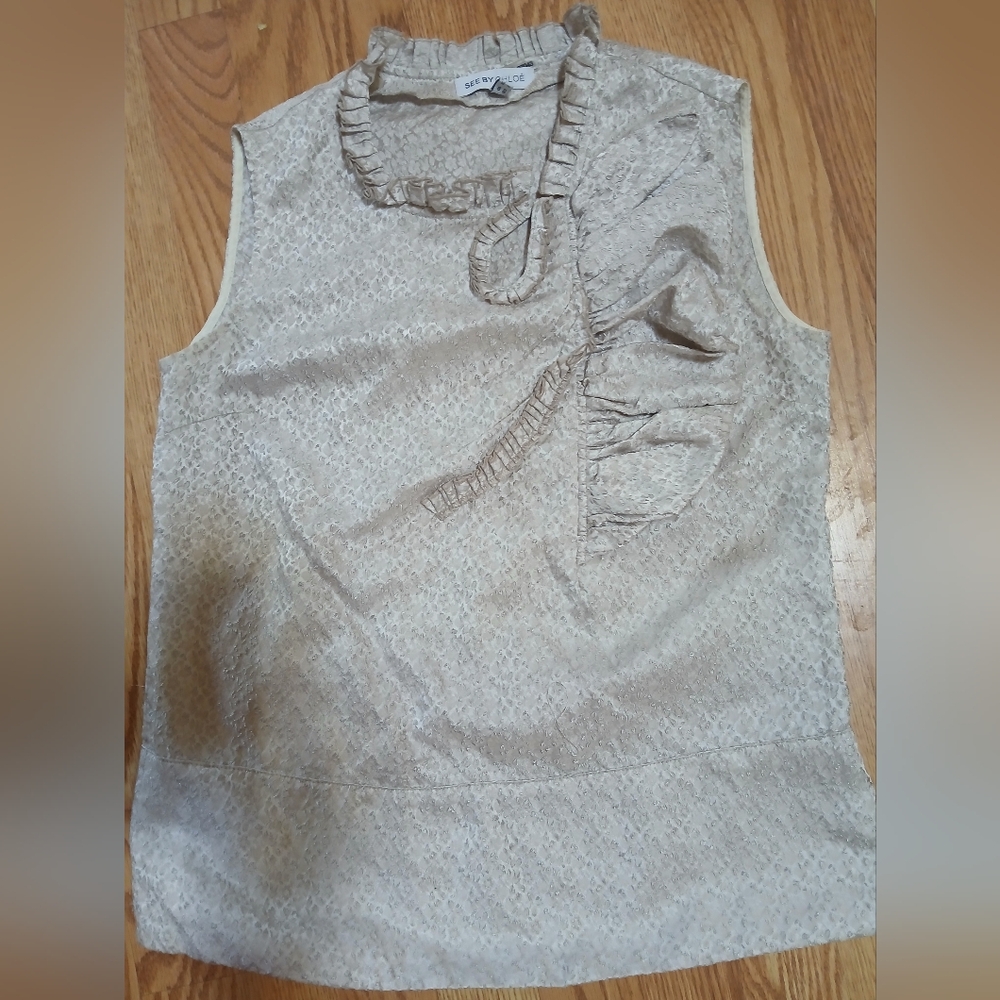 See By Chloe Cream Sleeveless Top Sz:S